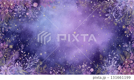 パープルとゴールドの幻想的なフローラルギャラクシー背景 パープルとゴールドの幻想的なフローラルギャラクシー背景 131661199