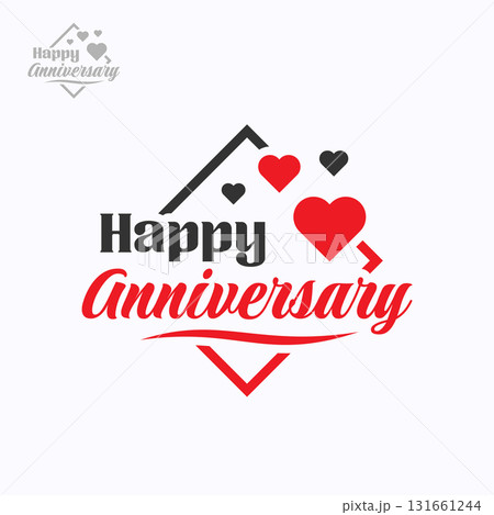 Happy Anniversary Logo Icon Design Vector. Beautiful decorative greeting banner poster illustration, isolated on white background. Happy Anniversary Logo Icon Design Vector. Beautiful decorative greeting banner poster illustration, isolated on white background. 131661244