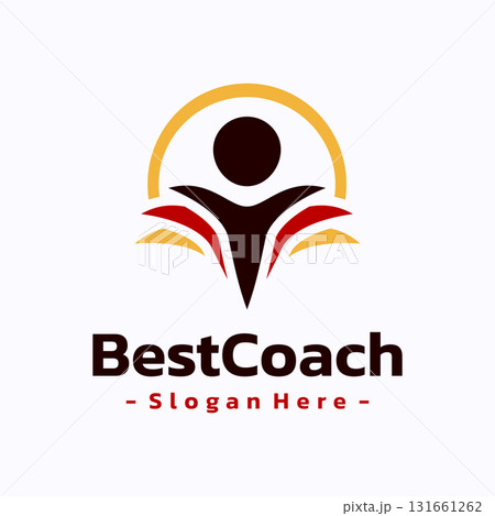 Best coach trainer logo template design. Success leader logo concept. Healthy life vector illustration. 131661262