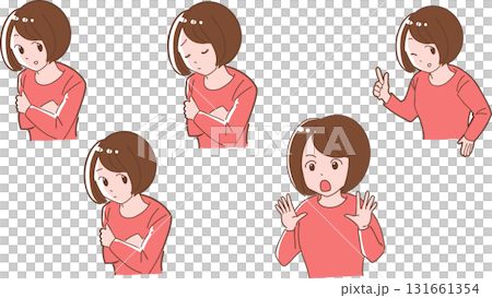 いろいろなポーズの女性 131661354