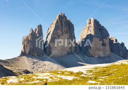 Picturesque view of Three peaks of Lavaredo situated in Italy Picturesque view of Three peaks of Lavaredo situated in Italy 131661645