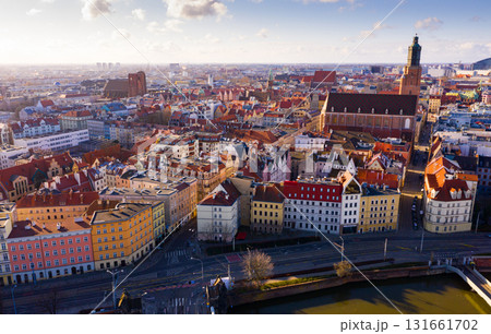 Aerial view of Wroclaw with Market Square in Poland Aerial view of Wroclaw with Market Square in Poland 131661702