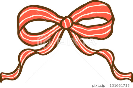 Red and white Striped Bow Illustration 131661735