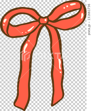 Cute Red Ribbon Bow Coquette Illustration Hand Drawn 131661736