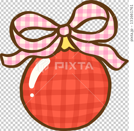 Gingham Christmas Red Ornament with Pink Ribbon Hand Drawn, Coquette Preppy Christmas Gingham Christmas Red Ornament with Pink Ribbon Hand Drawn, Coquette Preppy Christmas 131661761
