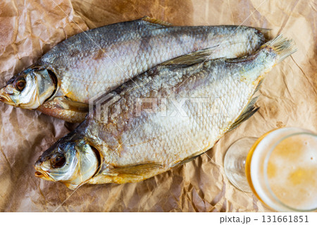 Aromatic dried-cured bream served for snack 131661851