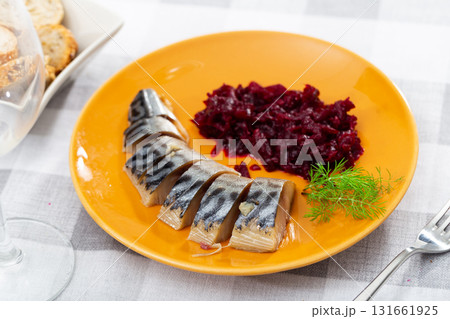 Appetizing mackerel with beetroot 131661925