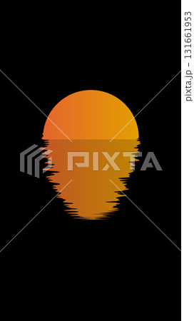 Sunset and shadow reflection on black color background 131661953