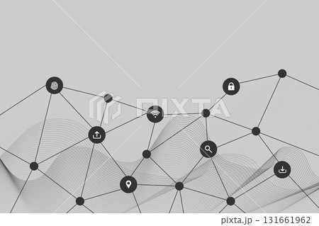 Abstract digital network with technology icons and connections Abstract digital network with technology icons and connections 131661962