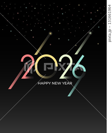 Happy New Year 2026 Celebration Poster with Colorful Gradient Design 131661964