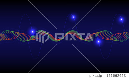 Vibrant Colorful Sound Wave Spectrum on Dark Background 131662428
