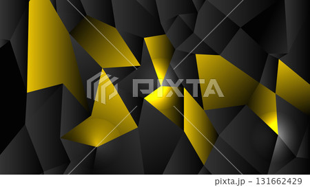 Abstract black and yellow polygon geometric background 131662429