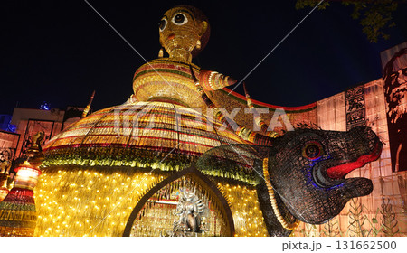 Giant Doll and Horse Theme Durga Puja Pandal at Night in Kolkata Giant Doll and Horse Theme Durga Puja Pandal at Night in Kolkata 131662500