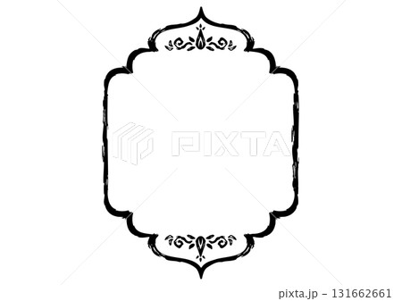 アジア風の飾りフレーム。豪華な装飾。手描きの荒い筆タッチ。 131662661
