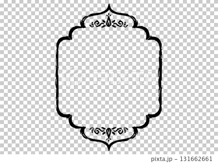 アジア風の飾りフレーム。豪華な装飾。手描きの荒い筆タッチ。 131662661