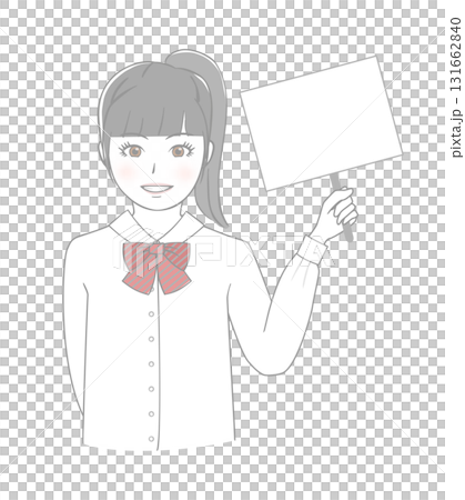 Female student holding a board 131662840