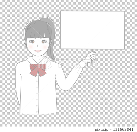 Female student holding a board 131662841
