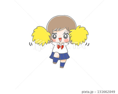 ポンポンで応援する女子学生 131662849
