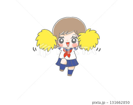 ポンポンで応援する女子学生 131662850