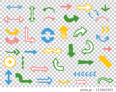 一組彩色手繪箭頭 一組彩色手繪箭頭 131662903