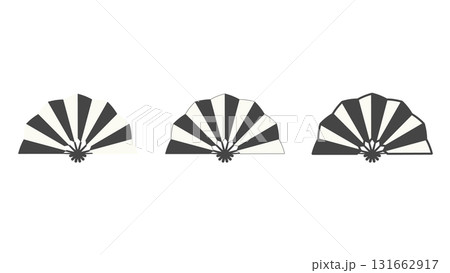 モノクロの扇アイコンセット|シンプルな和風素材 モノクロの扇アイコンセット|シンプルな和風素材 131662917