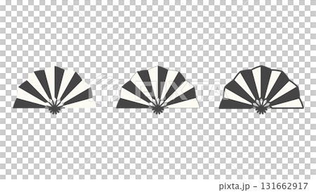 モノクロの扇アイコンセット|シンプルな和風素材 モノクロの扇アイコンセット|シンプルな和風素材 131662917