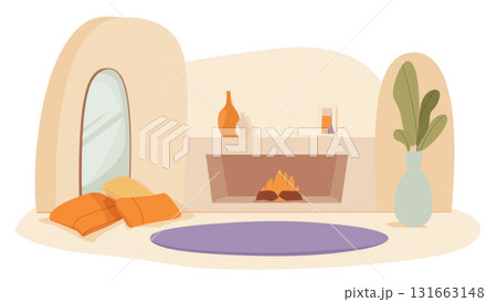 Warm colors brighten a cozy living room, created AI, PNG Warm colors brighten a cozy living room, created AI, PNG 131663148