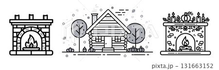 Cozy fireplaces showcase fall's charm, created AI, PNG Cozy fireplaces showcase fall's charm, created AI, PNG 131663152