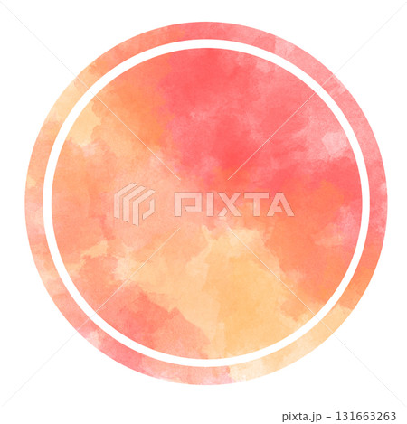 赤とオレンジのツートンカラー水彩の丸素材 赤とオレンジのツートンカラー水彩の丸素材 131663263