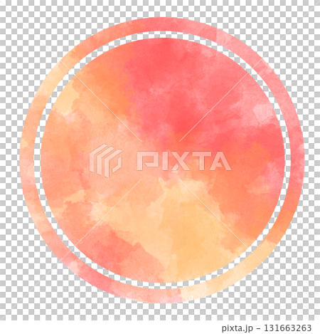 赤とオレンジのツートンカラー水彩の丸素材 赤とオレンジのツートンカラー水彩の丸素材 131663263