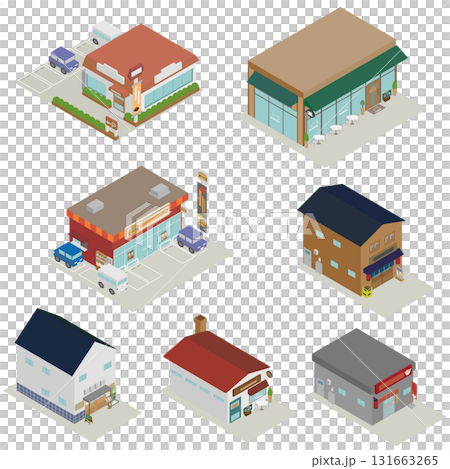 Isometric Japanese restaurant illustration set 131663265