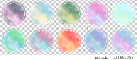 Two-tone watercolor circle material set Two-tone watercolor circle material set 131663358
