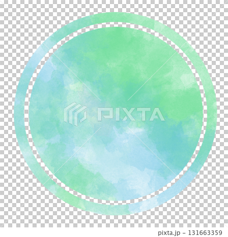 Green and light blue two-tone watercolor circle material Green and light blue two-tone watercolor circle material 131663359