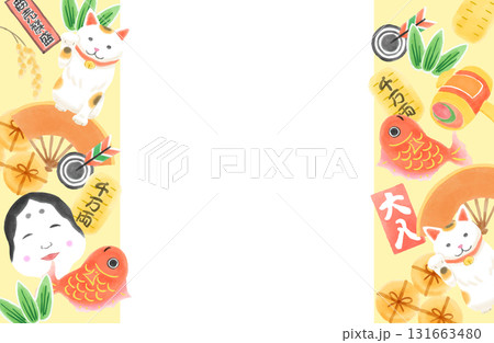 おめでたい素材の手描き風フレーム 131663480