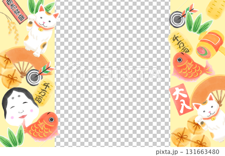 おめでたい素材の手描き風フレーム 131663480