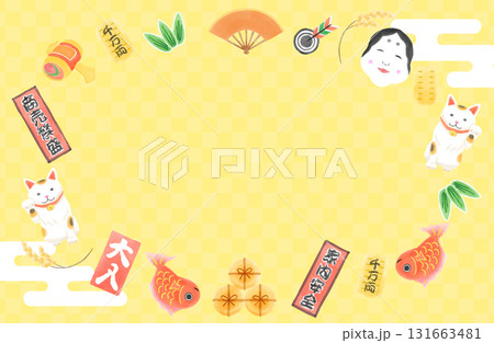 おめでたい素材の手描き風フレーム 131663481