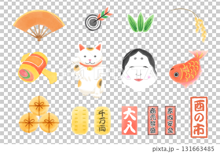 一套手繪吉祥材料 131663485