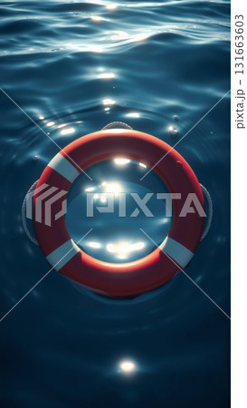 Red lifebuoy on the water 131663603