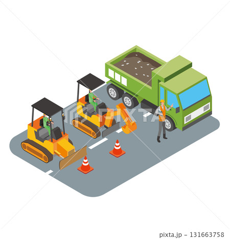 道路工事作業員のイラスト 131663758