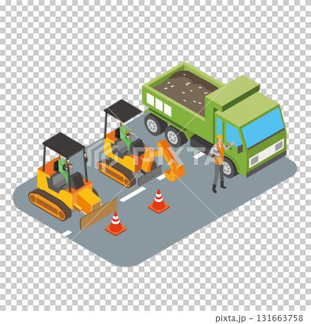 道路工事作業員のイラスト 131663758