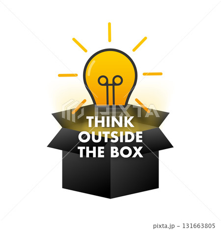 Lightbulb emerging from box representing idea and creativity 131663805