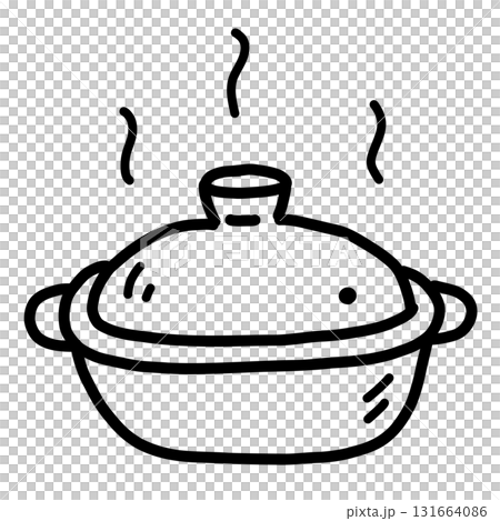 手描きのシンプルでかわいい土鍋のイラスト 131664086