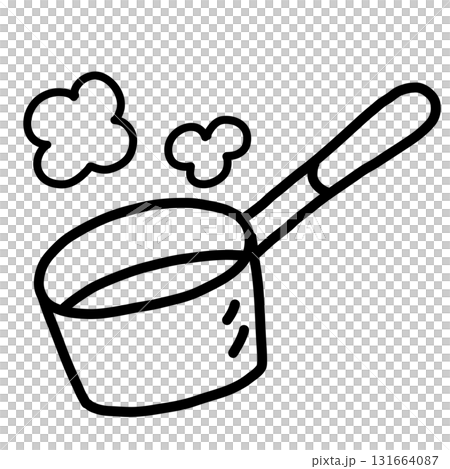 手描きのシンプルでかわいい片手鍋のイラスト 131664087