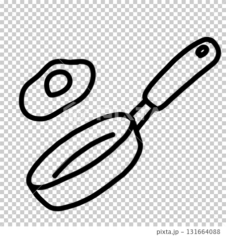 手描きのシンプルでかわいいフライパンのイラスト 131664088