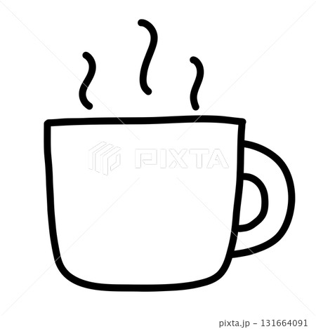 手描き線画のシンプルでかわいいマグカップのイラスト 131664091