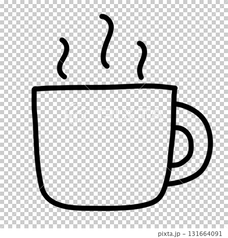 手描き線画のシンプルでかわいいマグカップのイラスト 131664091