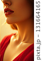 Cinematic image of beautiful woman with red lipstick on her lips, in retro style 131664165