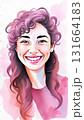 Portrait of a cheerful curly-haired girl painted with paints 131664183