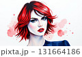 Portrait of a beautiful woman with red hair painted with watercolors 131664186
