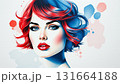 Portrait of a beautiful woman with red hair painted with watercolors 131664188